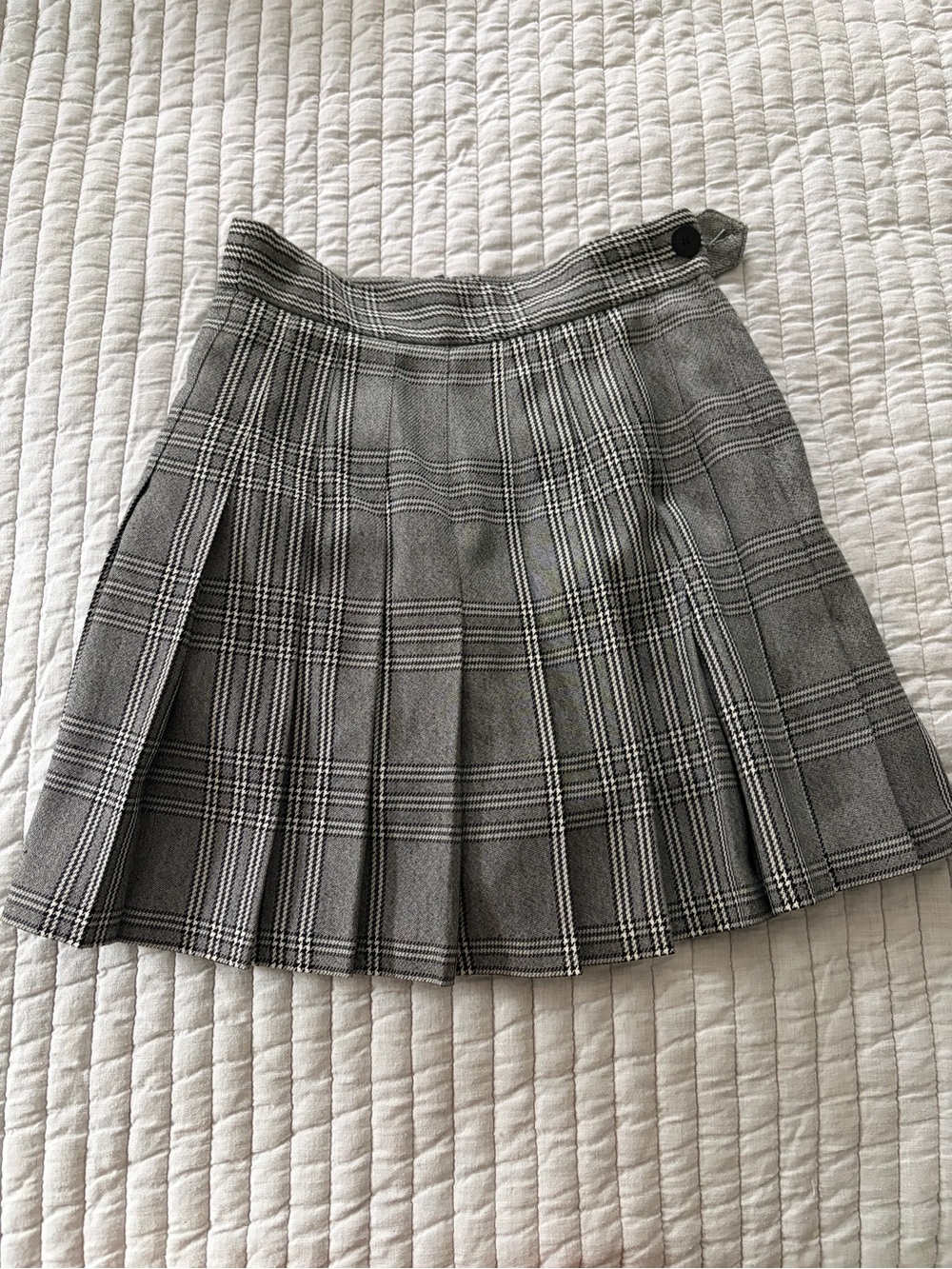 Maje Gray Plaid Pleated Mini Skirt